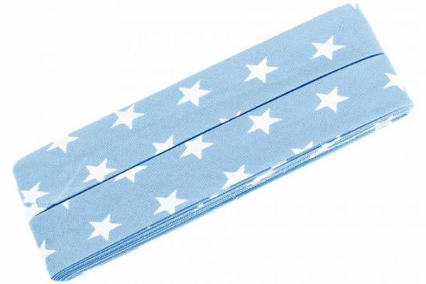 Oaki Doki Baumwoll Schrägband Sterne Hellblau Breite40/20mm Länge 3 Meter